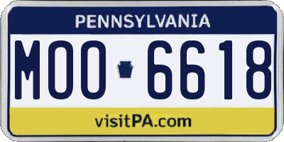 PA license plate MOO6618