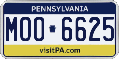 PA license plate MOO6625