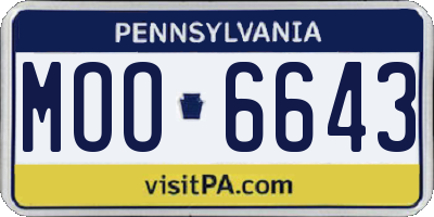 PA license plate MOO6643