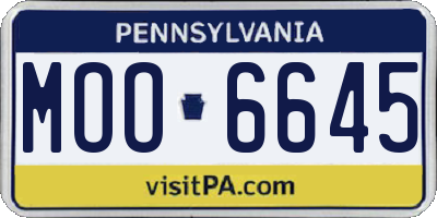 PA license plate MOO6645