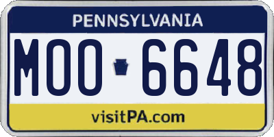 PA license plate MOO6648