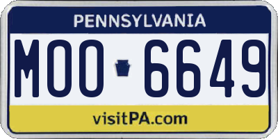 PA license plate MOO6649