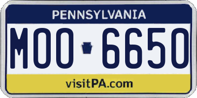 PA license plate MOO6650