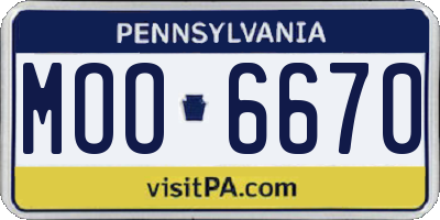 PA license plate MOO6670