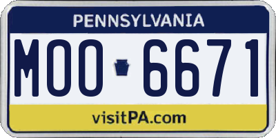 PA license plate MOO6671