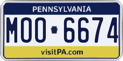 PA license plate MOO6674