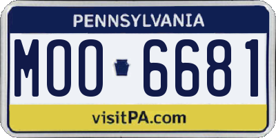 PA license plate MOO6681
