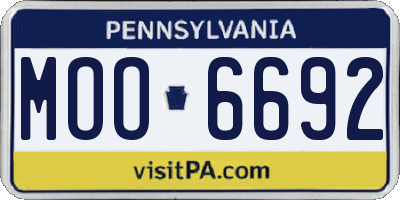 PA license plate MOO6692