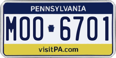PA license plate MOO6701