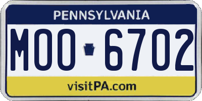 PA license plate MOO6702