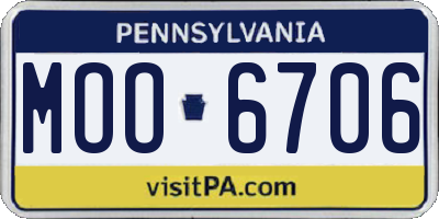 PA license plate MOO6706