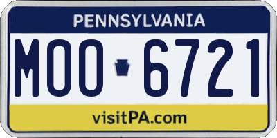 PA license plate MOO6721