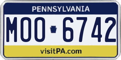 PA license plate MOO6742