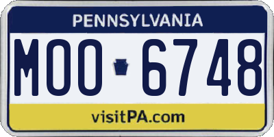 PA license plate MOO6748