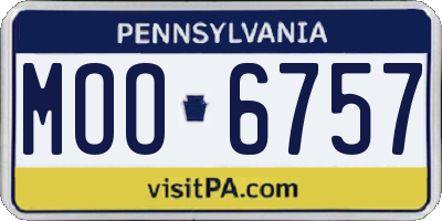 PA license plate MOO6757