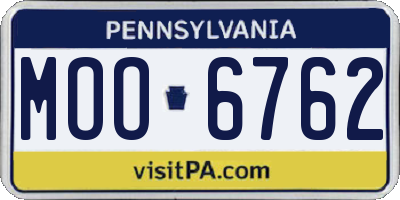 PA license plate MOO6762