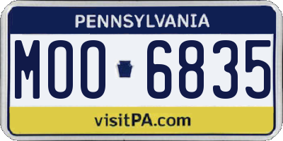 PA license plate MOO6835