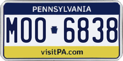 PA license plate MOO6838