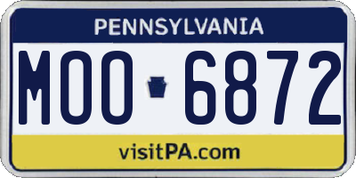 PA license plate MOO6872