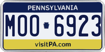 PA license plate MOO6923