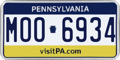 PA license plate MOO6934