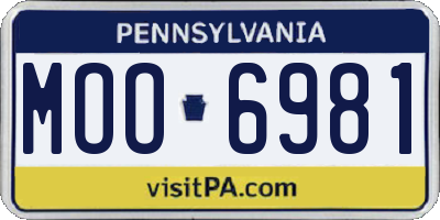 PA license plate MOO6981