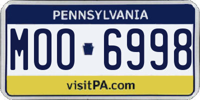 PA license plate MOO6998
