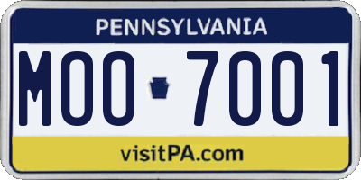 PA license plate MOO7001