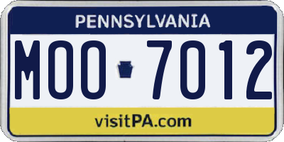 PA license plate MOO7012