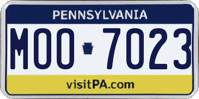 PA license plate MOO7023