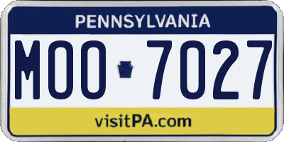 PA license plate MOO7027