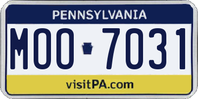 PA license plate MOO7031
