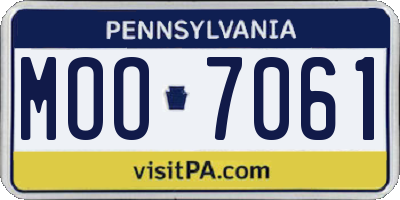 PA license plate MOO7061