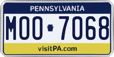 PA license plate MOO7068