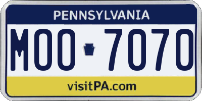 PA license plate MOO7070