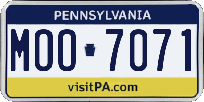 PA license plate MOO7071
