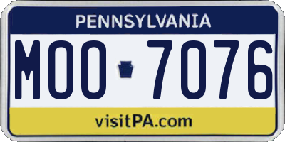 PA license plate MOO7076