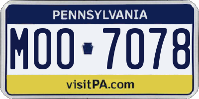 PA license plate MOO7078