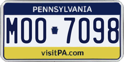 PA license plate MOO7098