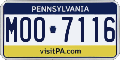 PA license plate MOO7116