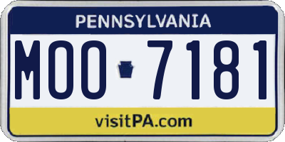PA license plate MOO7181