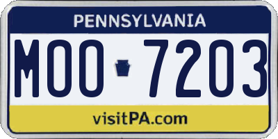 PA license plate MOO7203