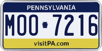 PA license plate MOO7216