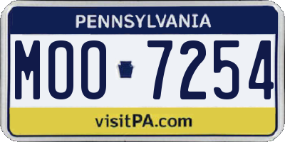 PA license plate MOO7254