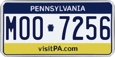 PA license plate MOO7256