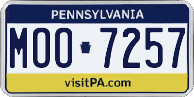 PA license plate MOO7257