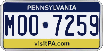 PA license plate MOO7259