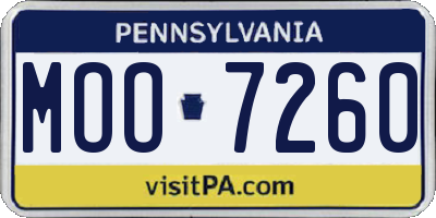 PA license plate MOO7260