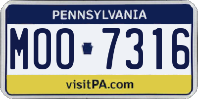 PA license plate MOO7316