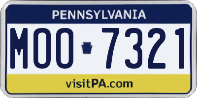 PA license plate MOO7321